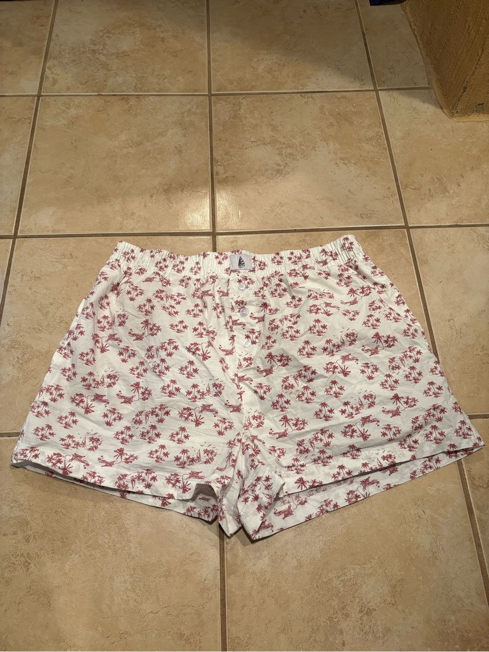 Women’s White Floral Print Lounge Shorts with Elastic Waist
